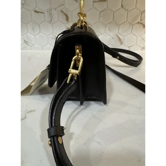 Ted Baker London SSLOANE  Black Leather Gold Top Handle Bag Padlock Charm - Picture 5 of 9
